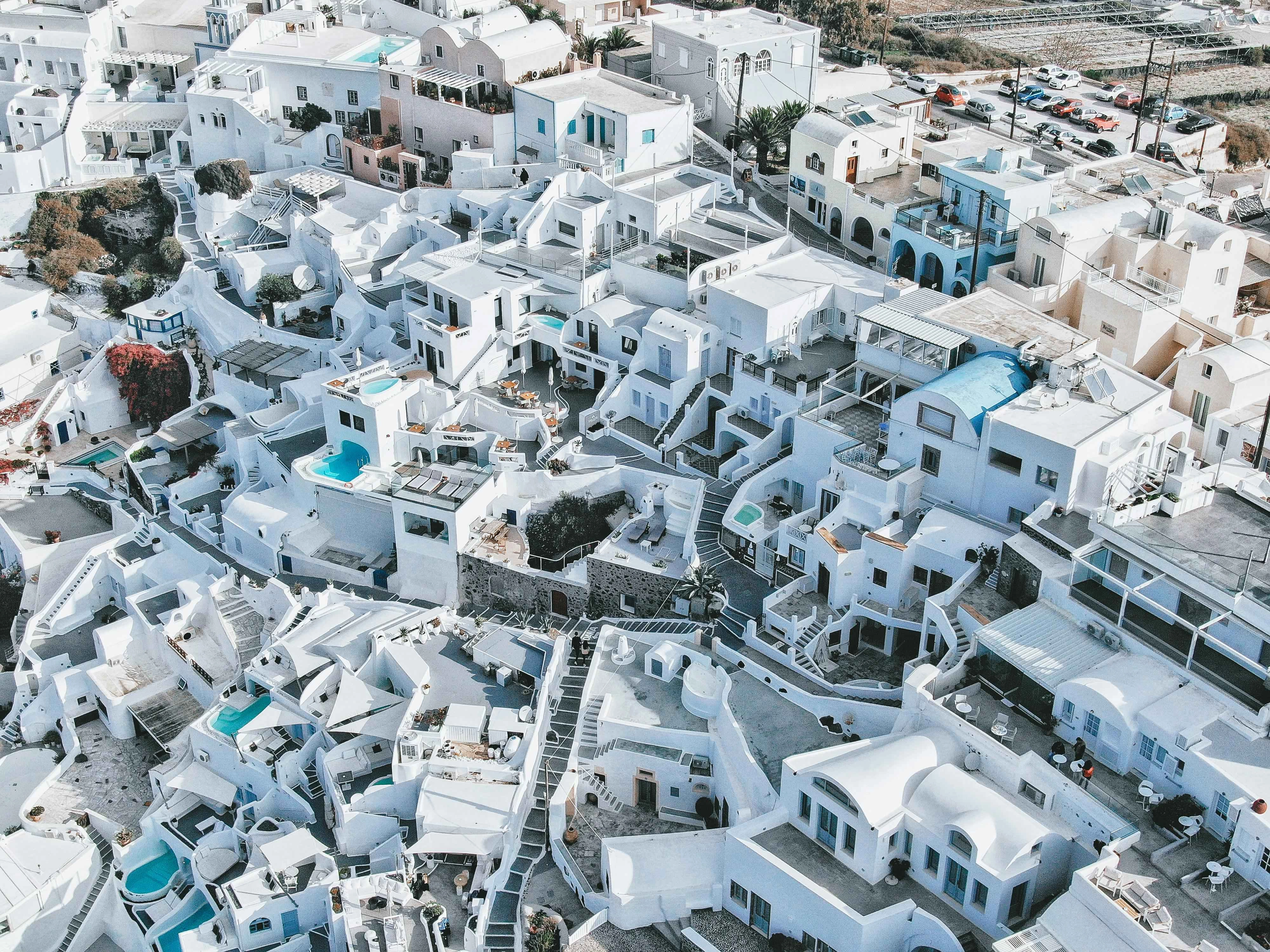 Whitewashed Greek Island Town