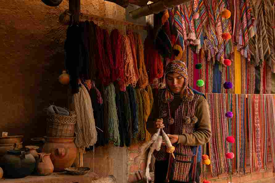 Colorful Textile Workshop Scene