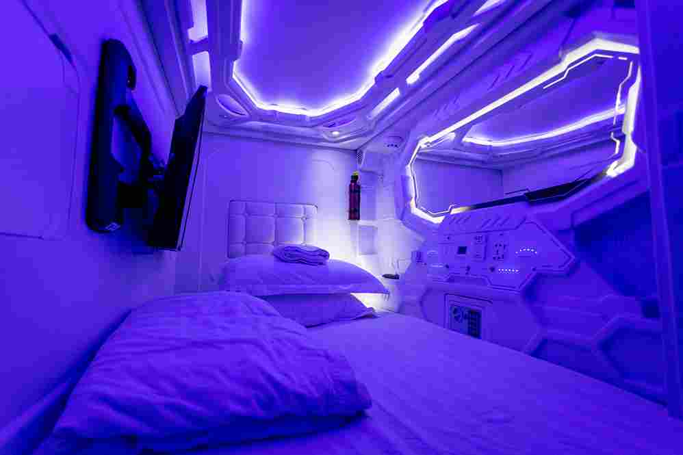 Futuristic Neon Sleeping Pod
