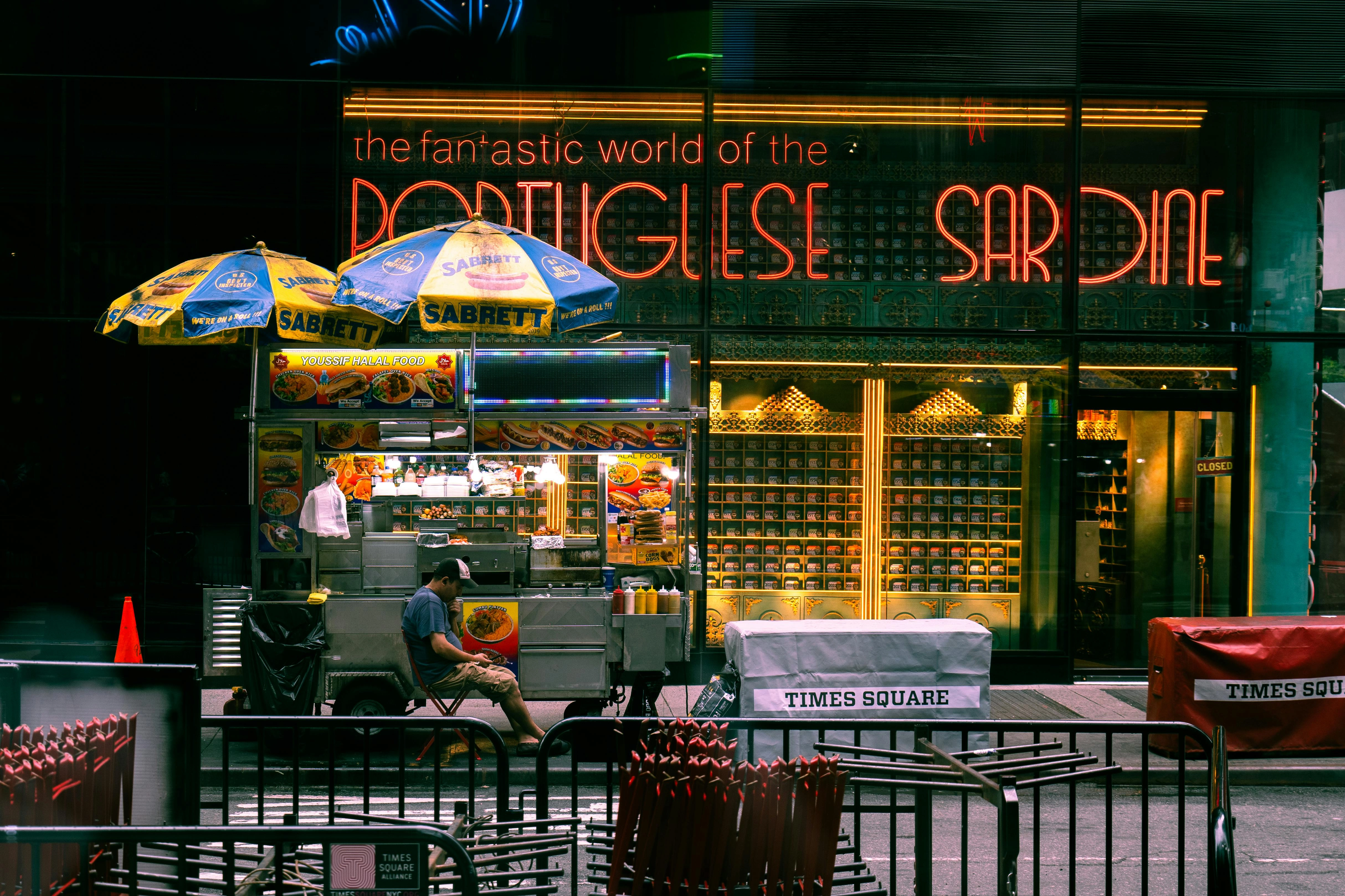 Neon-lit Times Square Food
