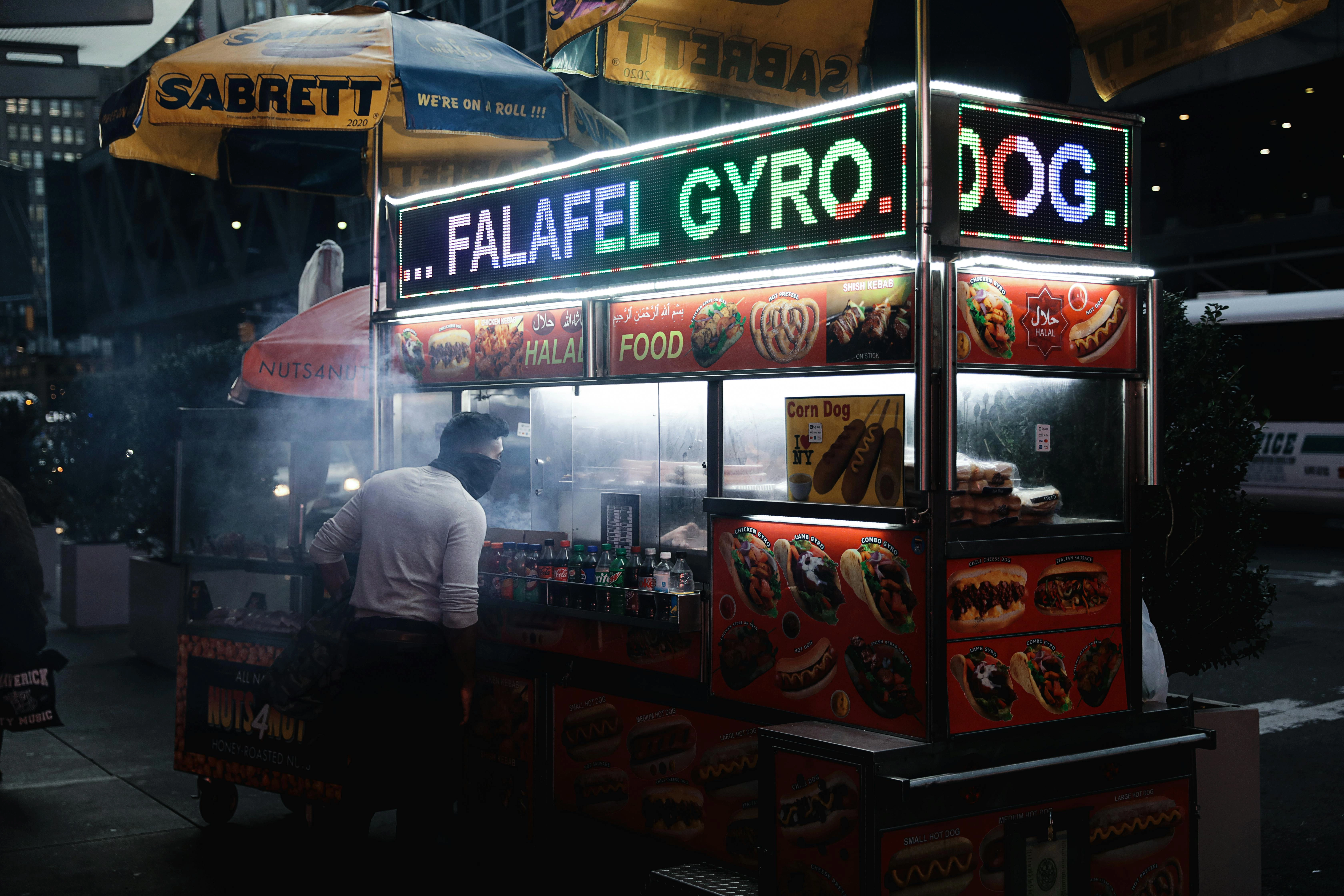 Vibrant NYC Street Food Cart