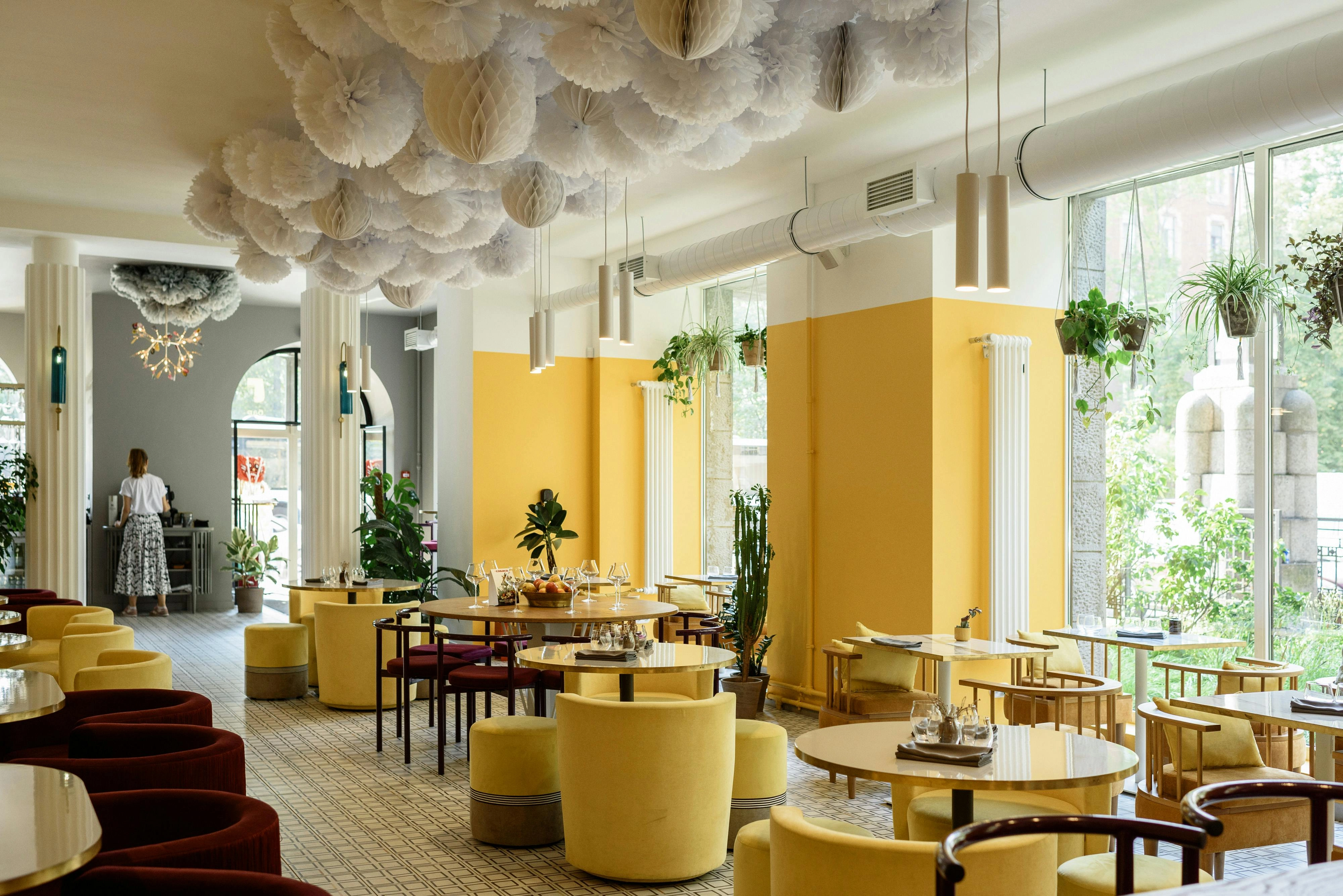 Vibrant Yellow Restaurant Interior Vibrant Yellow Restaurant Interior