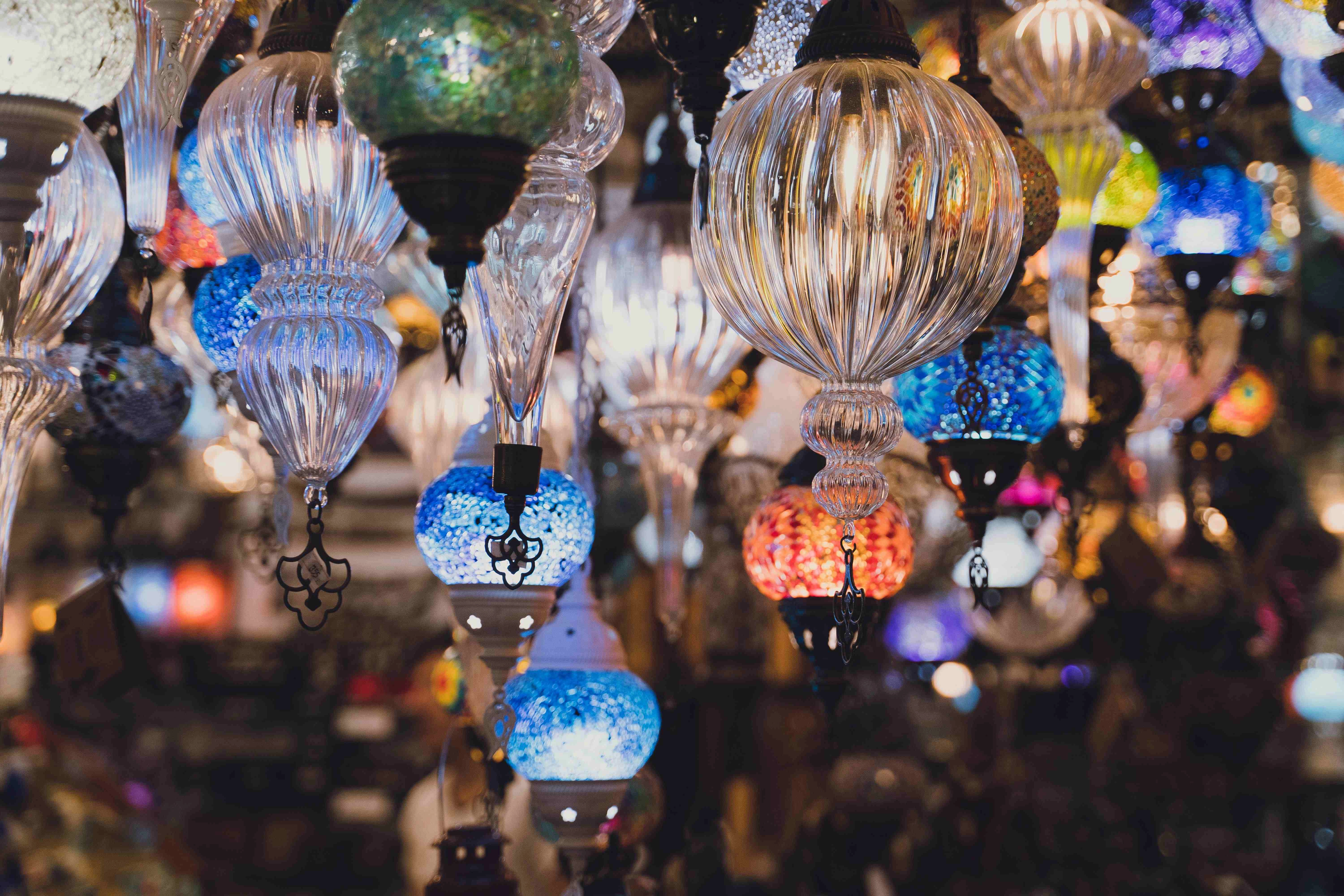 Colorful Glass Lantern Display