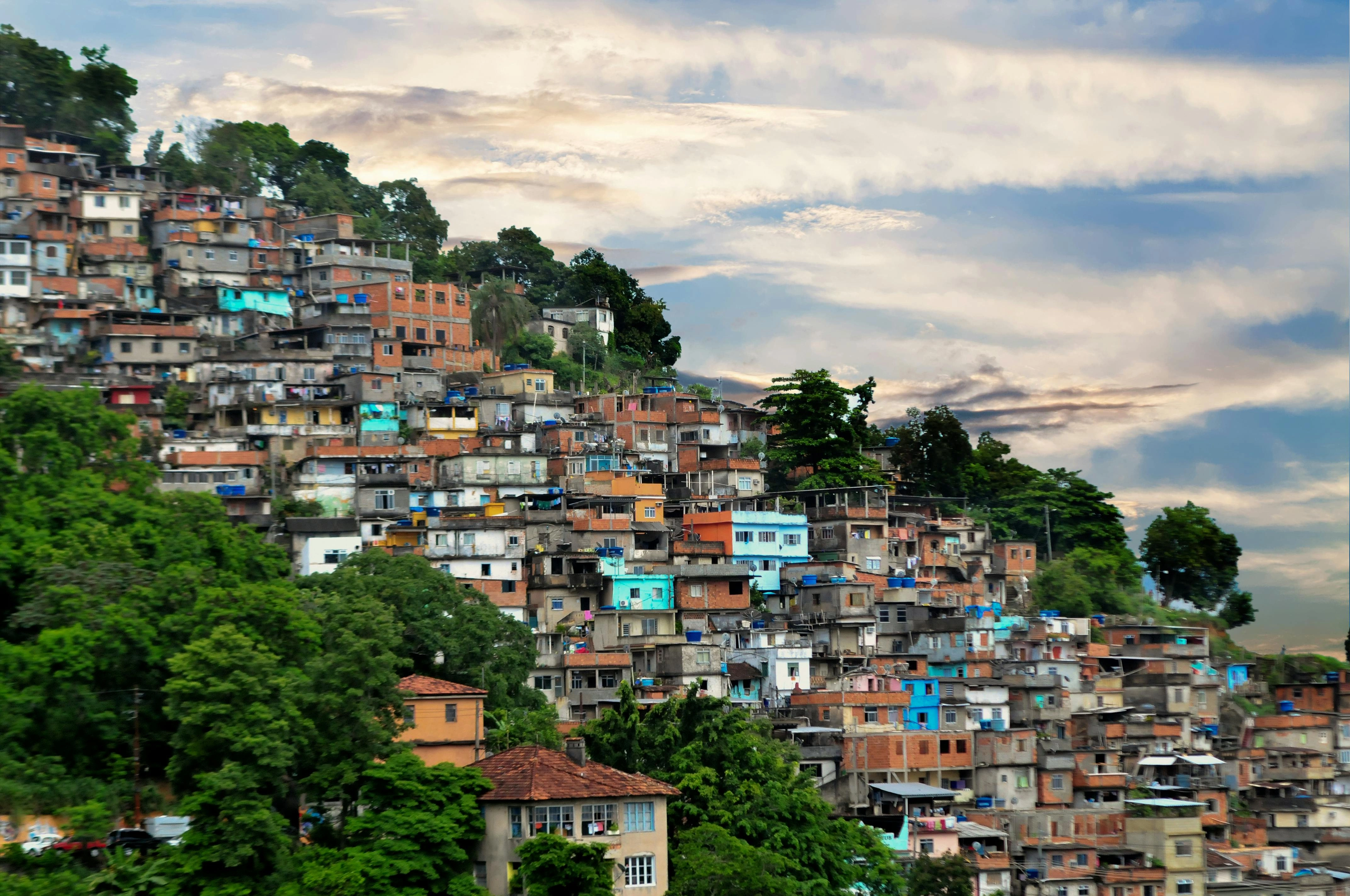Colorful Hillside Favela Neighborhood