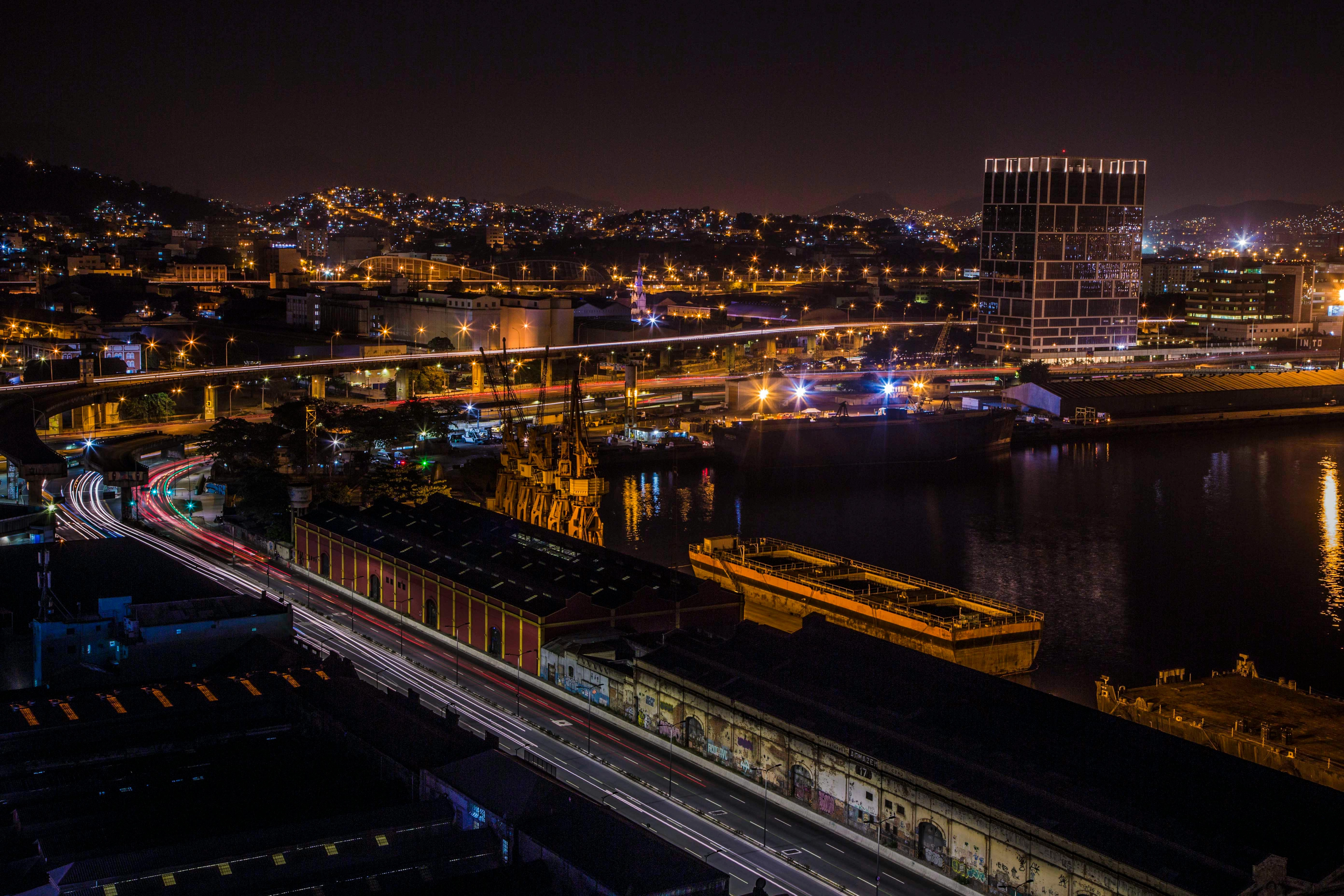 Vibrant City Harbor Nightscape