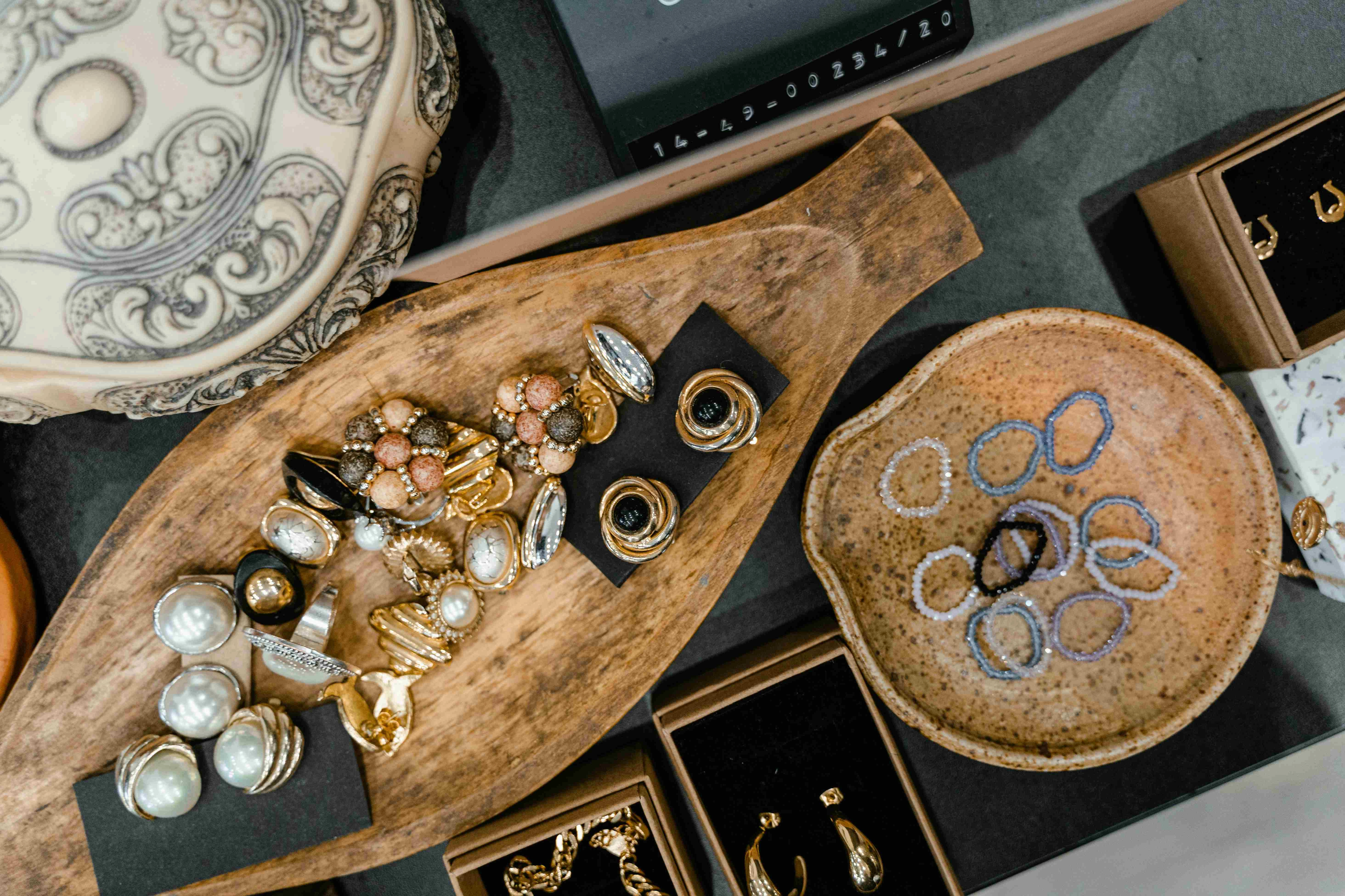 Vintage Jewelry Display Flatlay